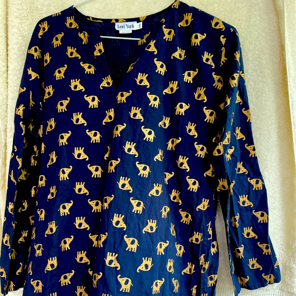 Lexi York with Gold Elephant print Tunic